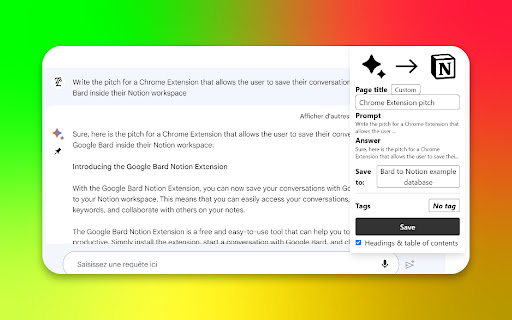 Bard to Notion screenshot