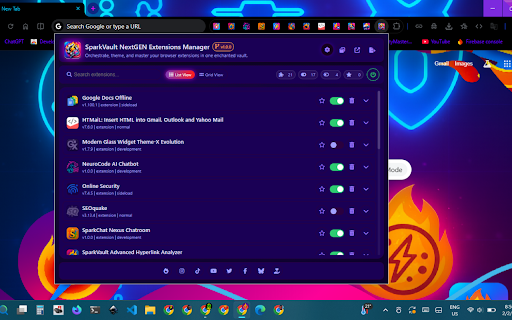 SparkVault NextGEN Extensions Manager screenshot