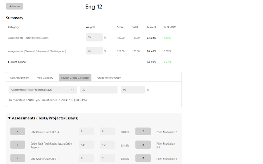 Infinite Campus Grades++ screenshot