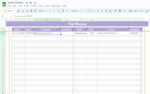 Travel Mapper: Save travel plans to Google Sheets screenshot