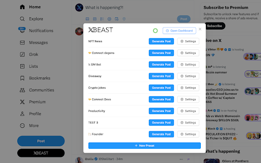 XBeast | AI tweets for 𝕏 (Twitter) screenshot
