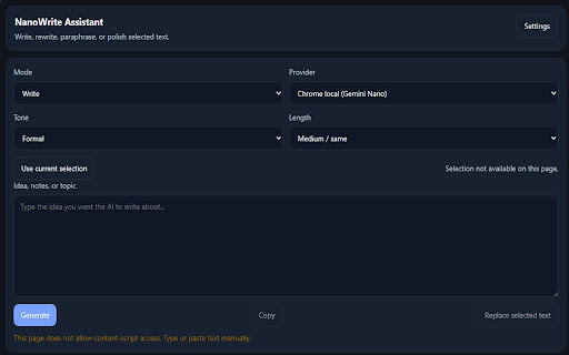NanoWrite Assistant screenshot