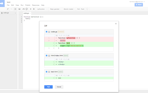 Google Apps Script GitHub Assistant screenshot