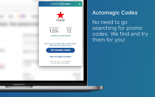 CouponCabin Sidekick - Coupons & Promo Codes screenshot