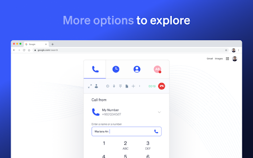 Nextiva Chrome Extension screenshot