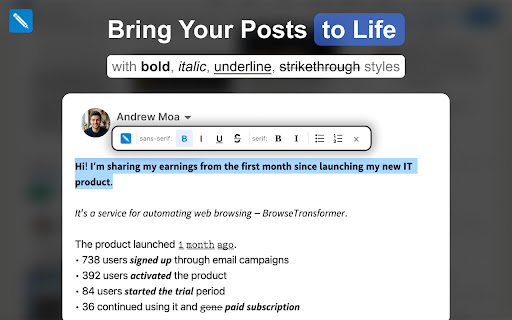 LinkedIn Formatter screenshot