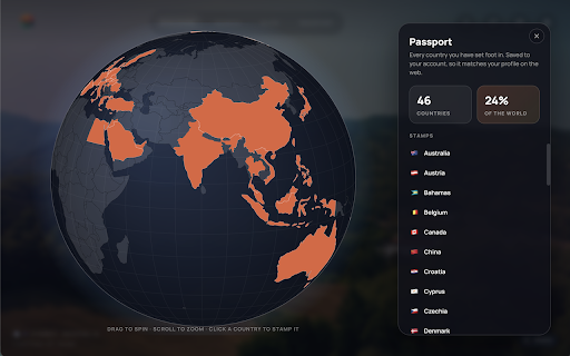 Wanderlust New Tab screenshot