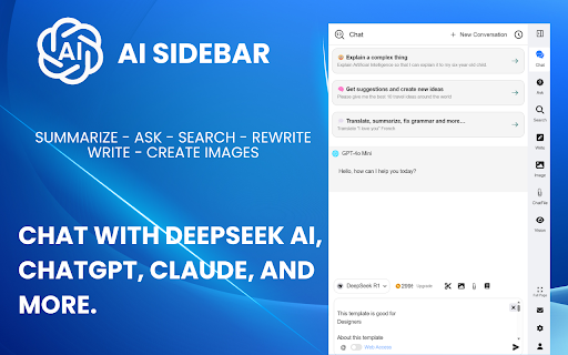 AI Sidebar with Deepseek, ChatGPT, Claude and more. screenshot