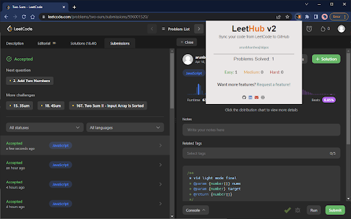 LeetHub v2 screenshot