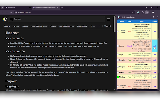 1 Click Asset Search screenshot