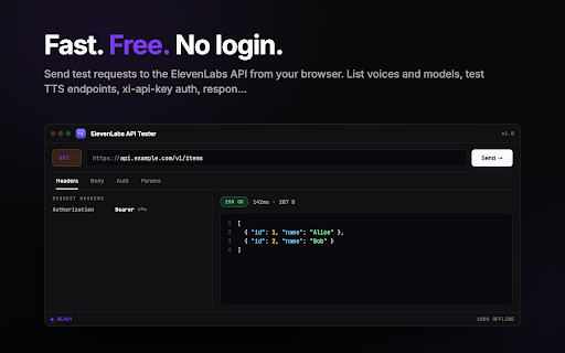ElevenLabs API Tester - Test Voice and TTS API Requests screenshot