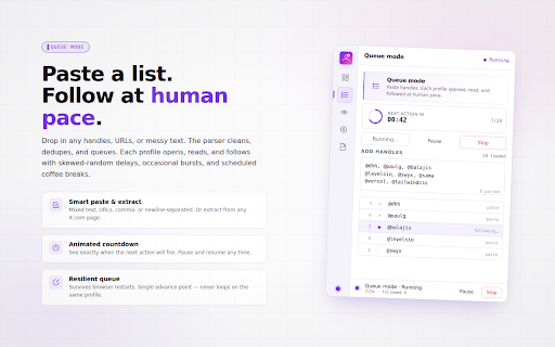 X Follow Grow - Safe & Smart Auto Follow Tool for X/Twitter screenshot