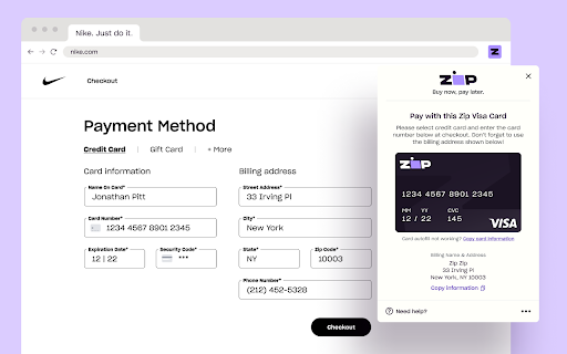 Zip buy now, pay later screenshot