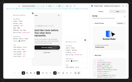 Screen Ruler - Measure and Inspect the Web screenshot