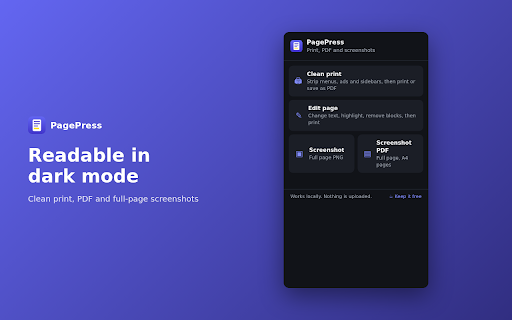 PagePress: Clean Print, PDF & Full Page Screenshot screenshot