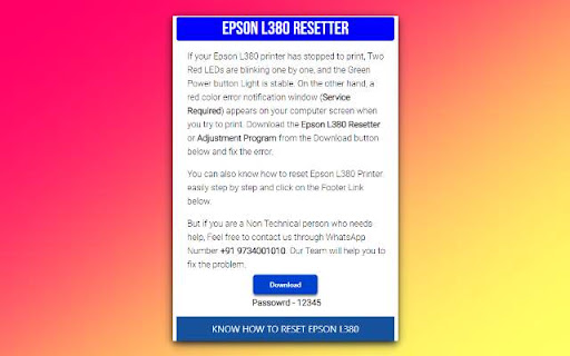 EPSON L380 RESETTER screenshot