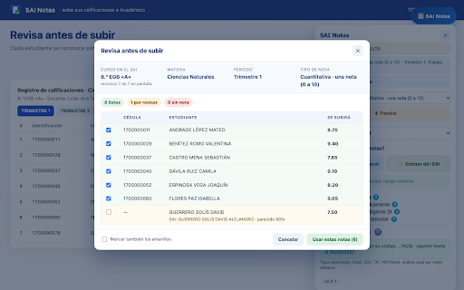 SAI Notas: sube tus calificaciones a Académico screenshot