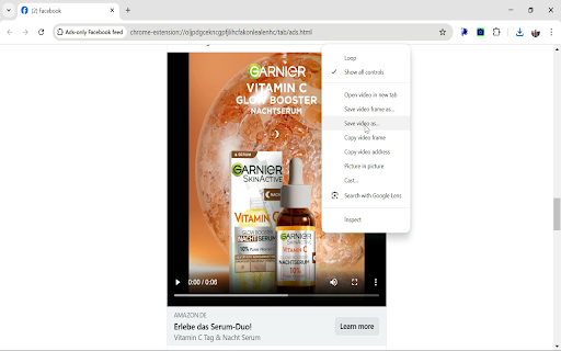 Ads-only Facebook feed screenshot