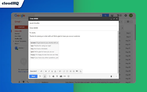Gmail Snippets by cloudHQ screenshot