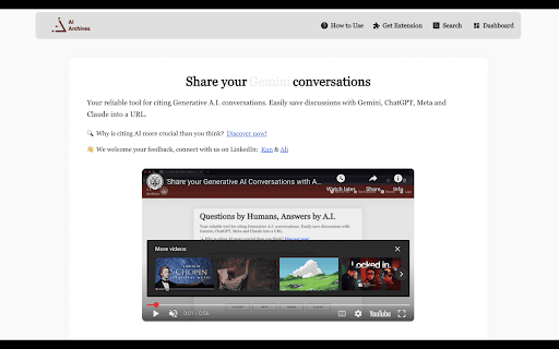 A.I. Archives: Share Claude, ChatGPT, Gemini, Meta screenshot