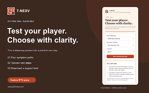 7-NEXV — IPTV Free Trial: Player & Streaming Help screenshot
