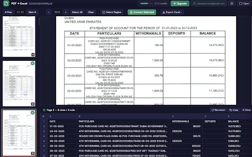 PDF to XLS. Transform PDF to Excel screenshot