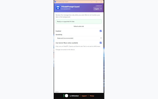 PrivatePrompt Guard screenshot