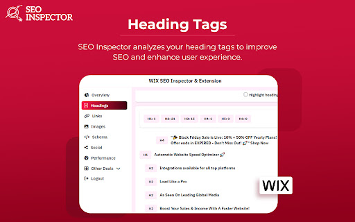 WIX SEO Inspector & Extension screenshot