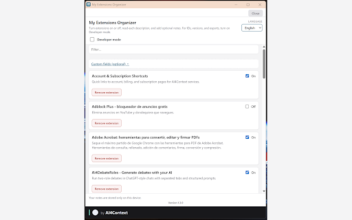 My Extensions Organizer screenshot