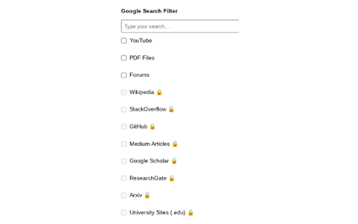 Google Search Filter screenshot