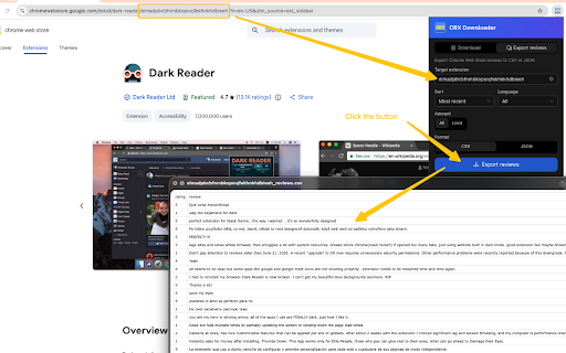 CRX Downloader & Reviews Exporter screenshot