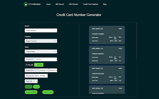 CCValidator - Credit Card Generator screenshot