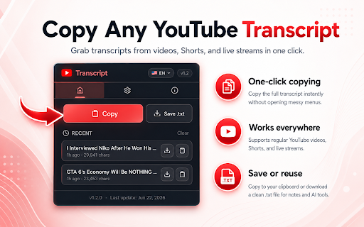 Copy YouTube Transcript screenshot