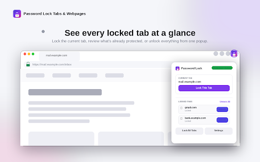 Password Lock Tabs & Webpages screenshot