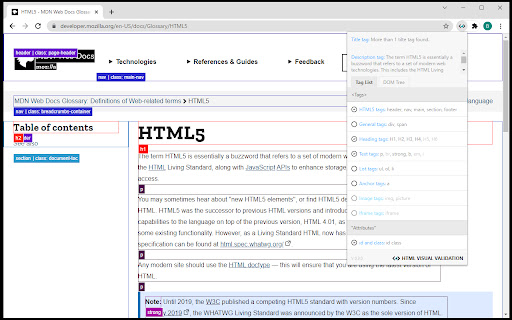 HTML Visual Validation screenshot