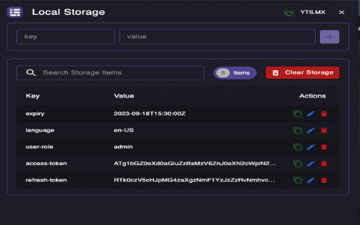 Local Storage screenshot