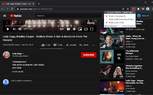 Turn Off YouTube Comments & Live Chat screenshot