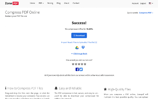 Compress PDF screenshot