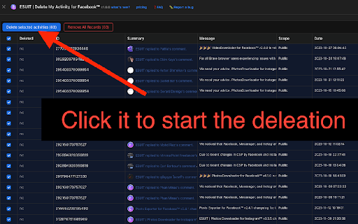 ESUIT | Delete My Activity for Facebook™ screenshot