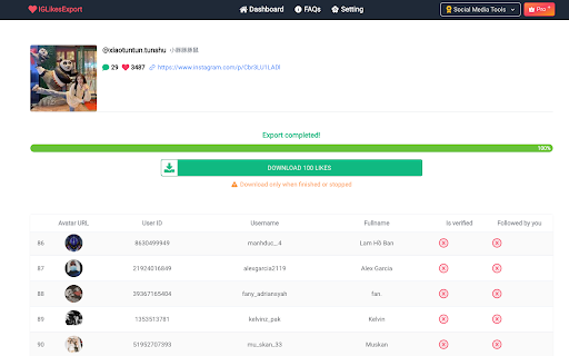 InsLikesExport - Export Instagram Likes screenshot