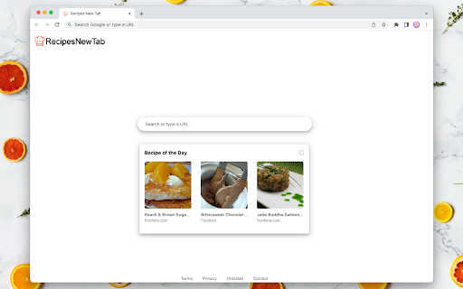 Recipes New Tab screenshot