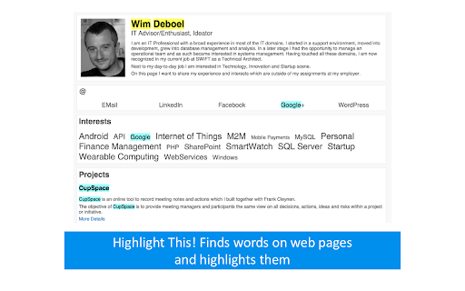 Highlight This: finds and marks words screenshot