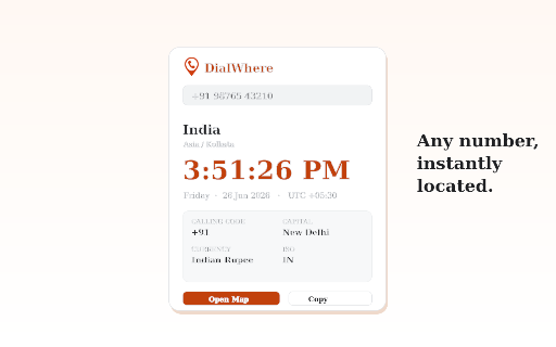 DialWhere — Phone Number Country & Time screenshot