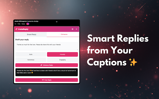 InstaReply: ChatGPT Comment Assistant for Instagram screenshot