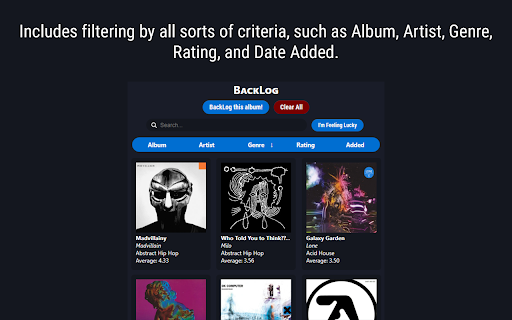 BackLog for Rate Your Music screenshot