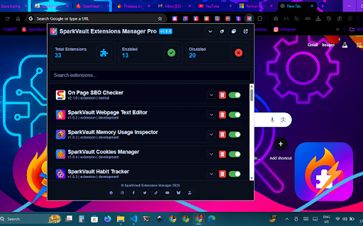 SparkVault Extension Manager screenshot