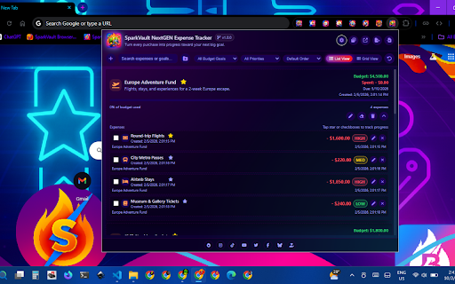 SparkVault NextGEN Expense Tracker screenshot