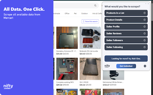 M-Resale Scraper: Export Listings, Sellers, Reviews & More screenshot