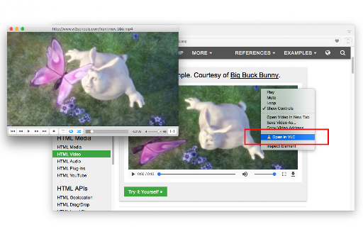 Open in VLC™ media player screenshot