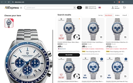 AliPeek - AliExpress Search by Image screenshot